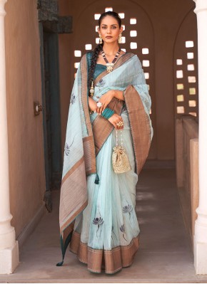 Silk Weaving Blue Traditional Saree