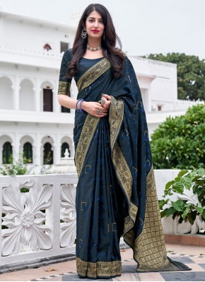 Silk Weaving Navy Blue Designer Traditional Saree