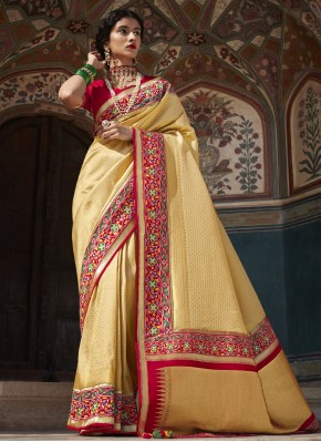 Silk Weaving Yellow Contemporary Saree