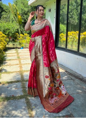 Silk Woven Pink Saree