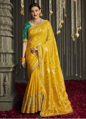 Silk Yellow Classic Saree