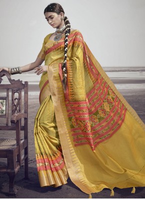 Silk Yellow Trendy Saree