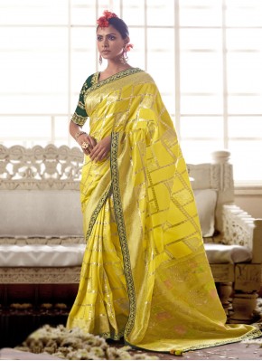 Silk Yellow Weaving Contemporary Saree