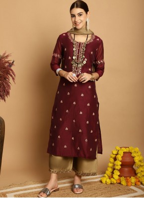Simplistic Embroidered Chanderi Readymade Salwar Suit