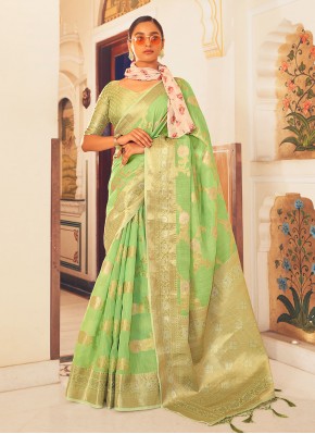 Simplistic Green Wedding Contemporary Saree