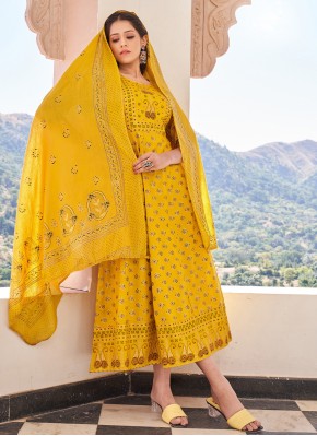 Simplistic Yellow Rayon Gown 