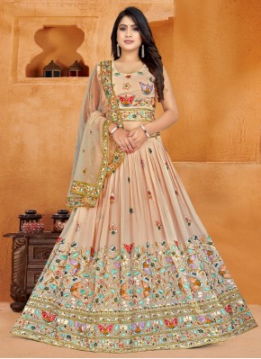 Snazzy Embroidered Georgette A Line Lehenga Choli