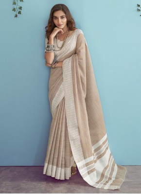 Snazzy Linen Brown Classic Saree