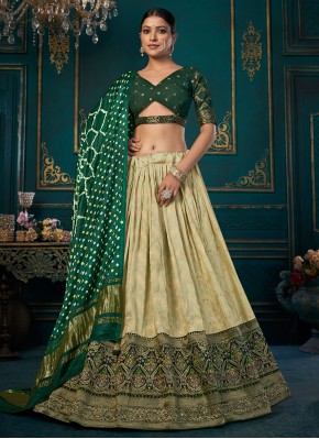 Sonorous Silk Weaving Green Trendy Lehenga Choli