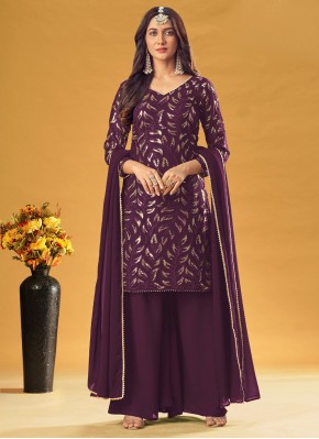 Spellbinding Faux Georgette Embroidered Readymade Salwar Suit