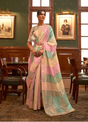Spellbinding Multi Colour Weaving Designer Traditional Saree