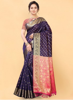 Staggering Silk Purple Designer Traditional Saree