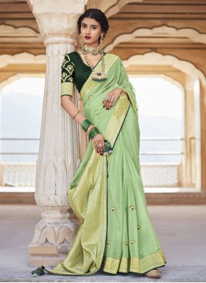 Staring Green Contemporary Saree