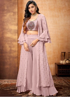 Sterling Chiffon Hand Embroidery Work Jacket Style Suit