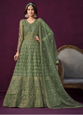 Striking Green Anarkali Salwar Suit