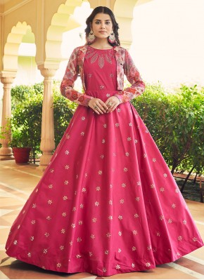 Stunning Pink Cotton Designer Gown