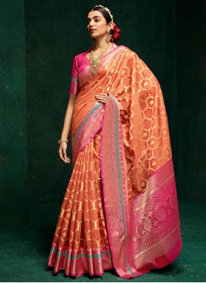 Stylish Woven Multi Colour Cotton Silk Contemporary Saree