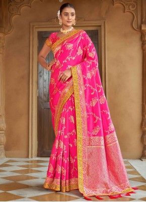 Suave Banarasi Silk Pink Weaving Designer Saree