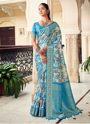 Subtle Blue Silk Trendy Saree