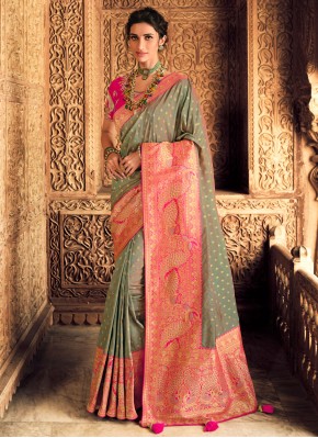Subtle Embroidered Multi Colour Designer Saree