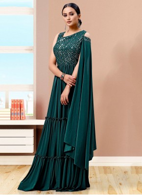 Sumptuous Sequins Imported Green Floor Length Gown