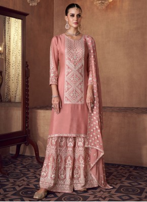 Sumptuous Sequins Rose Pink Chinon Salwar Suit