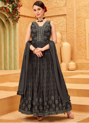 Superb Sequins Work Chinon Anarkali Suit for Party