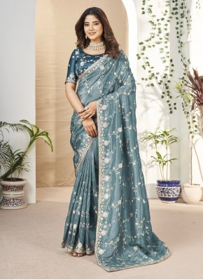 Superlative Fancy Fabric Teal Traditional Saree