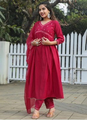 Tiptop Poly Silk Embroidered Rani Trendy Salwar Kameez