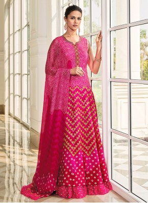 Tiptop Silk Patola Print Pink Floor Length Gown