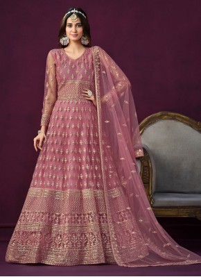 Topnotch Net Pink Trendy Anarkali Salwar Suit