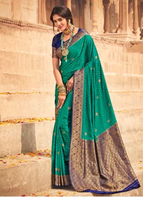Traditional Designer Saree Fancy Silk in Green
