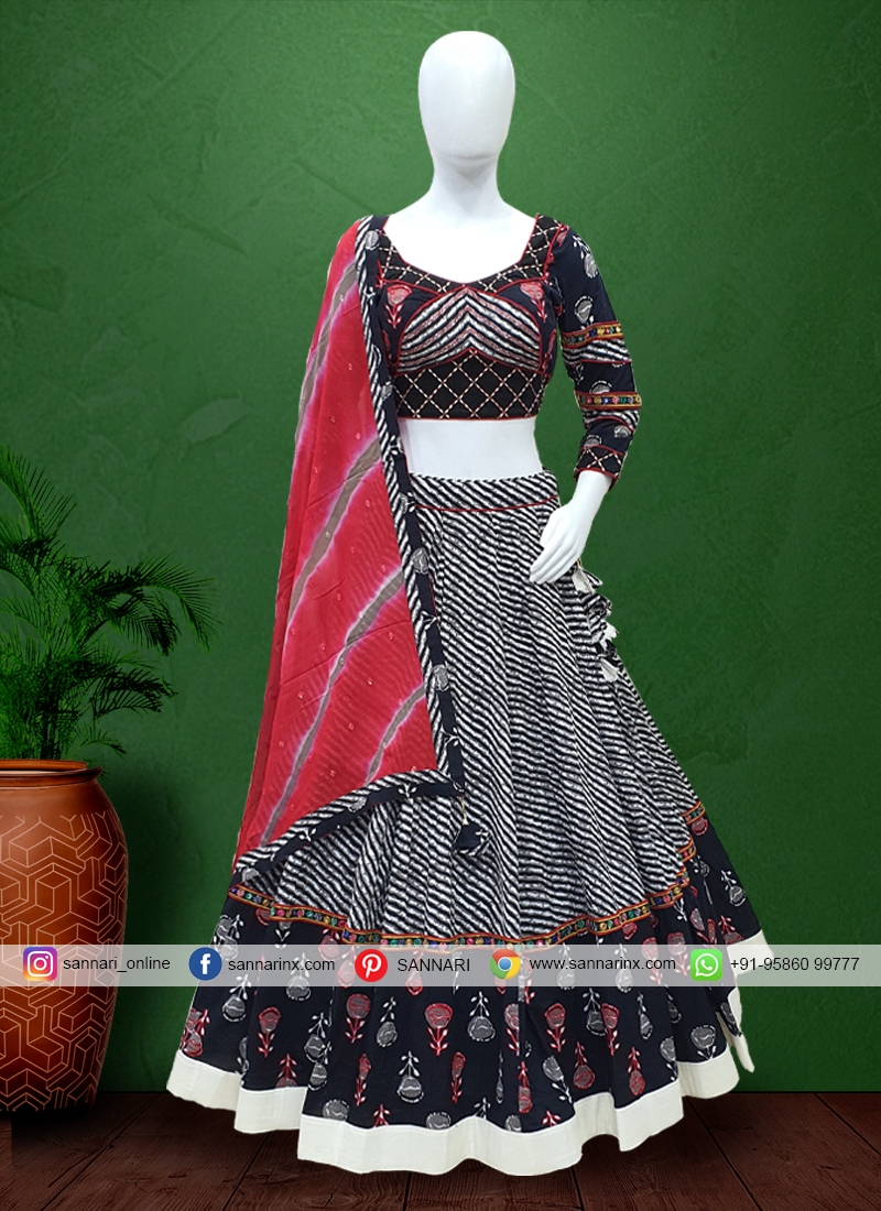 Traditional Print Cotton Garba Wear Chaniya Choli