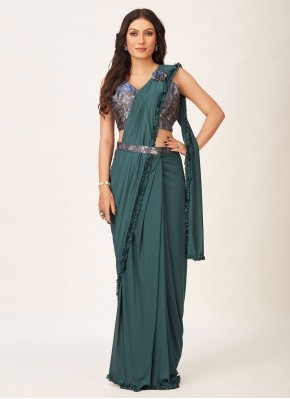 Traditional Saree Plain Imported in Green