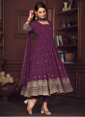 Transcendent Embroidered Purple Trendy Salwar Kame