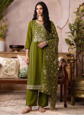 Transcendent Green Organza Salwar Kameez