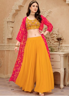 Trend Setter Chiffon Multi Color Thread Work Indo Western Style Suit