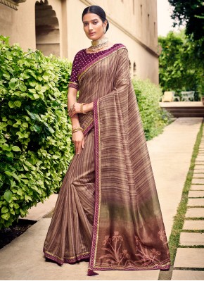 Trendy Saree Digital Print Silk in Mauve 