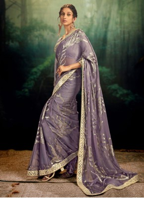 Trendy Saree Fancy Jacquard in Purple