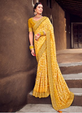 Trendy Saree Patola Print Silk in Yellow