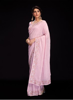 Trendy Saree Sequins Georgette in Pink