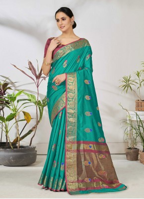 Turquoise Party Classic Saree