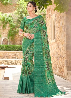 Turquoise Silk Contemporary Style Saree