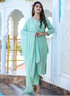 Turquoise Silk Readymade Salwar Kameez