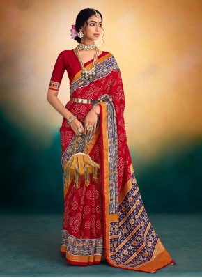 Tussar Silk Trendy Saree in Red