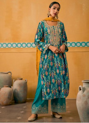 Velvet Embroidered Multi Colour Pakistani Salwar Suit