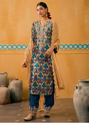Velvet Multi Colour Embroidered Trendy Salwar Suit