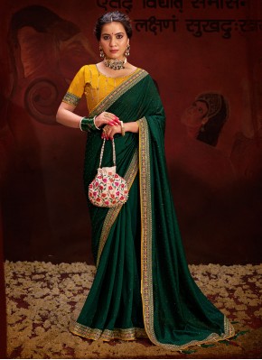 Vichitra Silk Green Classic Saree