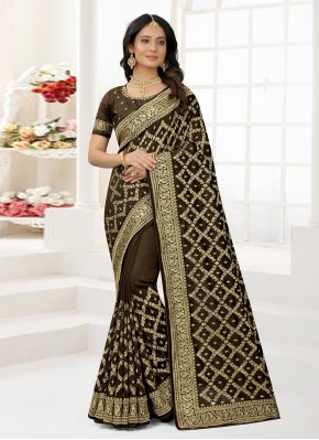 Vichitra Silk Green Weaving Classic Designer Saree