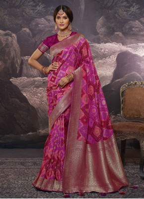 Viscose Pink Weaving Contemporary Saree